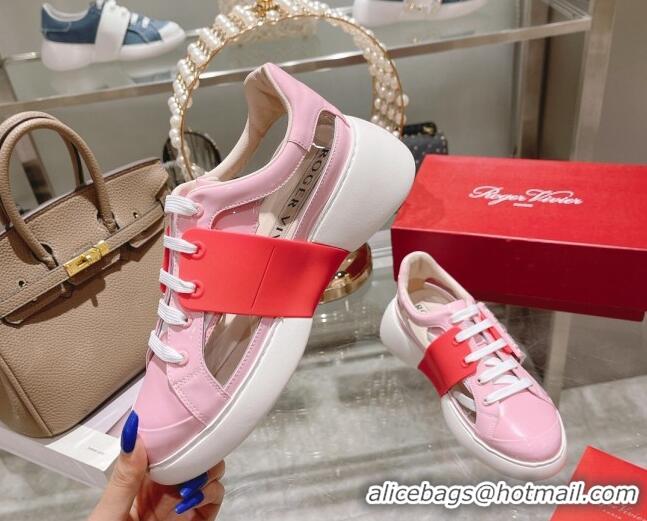 Charming Roger Vivier Calfskin Sneakers with Square Buckle Pink 072220