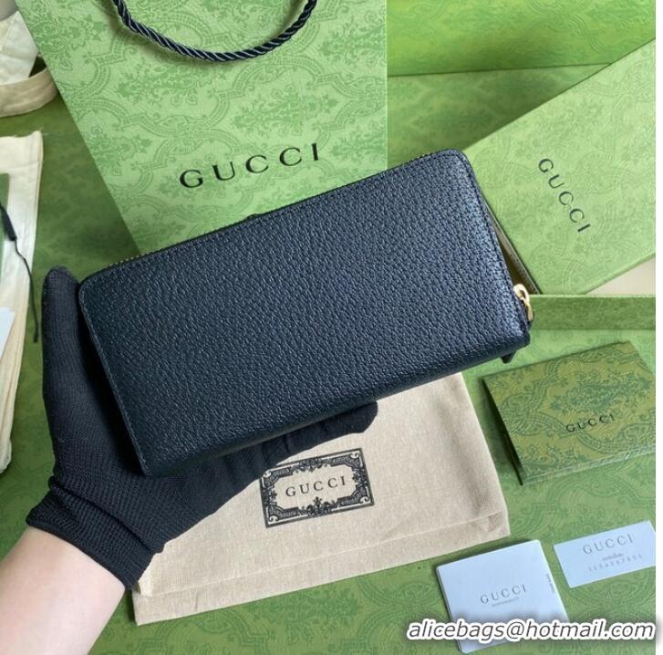 Shop Grade Gucci GG Marmont leather bi-fold zip around wallet 428736 black