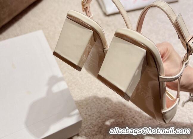 Good Quality Roger Vivier Love Metal Buckle Slingback Sandals 4.5cm in Patent Leather White 2082705