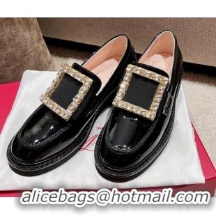 Good Looking Roger Vivier Viv' Rangers Crystal Buckle Loafers in Patent Leather Black 082710