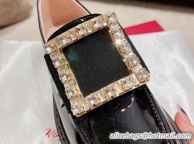 Good Looking Roger Vivier Viv' Rangers Crystal Buckle Loafers in Patent Leather Black 082710