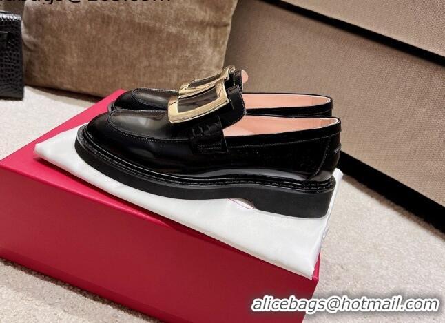 Best Product Roger Vivier Viv' Rangers Metal Buckle Loafers in Patent Leather Black 2082711