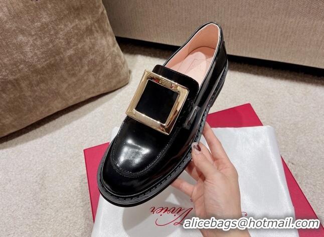 Best Product Roger Vivier Viv' Rangers Metal Buckle Loafers in Patent Leather Black 2082711