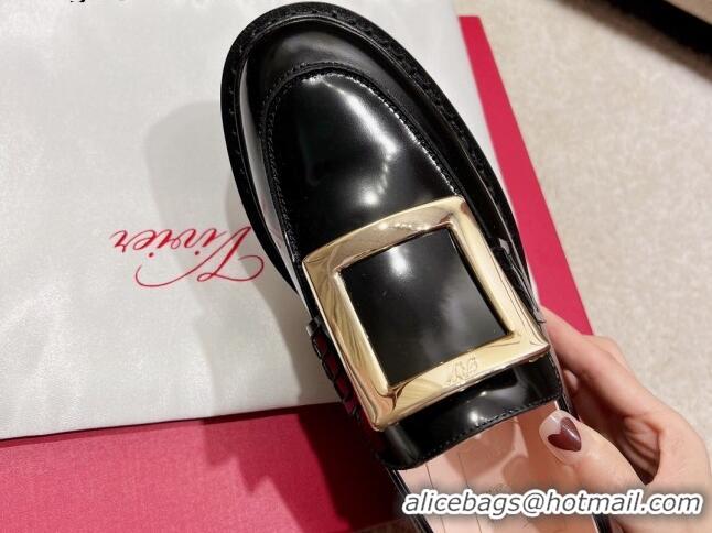 Best Product Roger Vivier Viv' Rangers Metal Buckle Loafers in Patent Leather Black 2082711