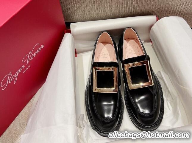 Best Product Roger Vivier Viv' Rangers Metal Buckle Loafers in Patent Leather Black 2082711