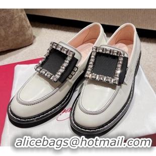 Pretty Style Roger Vivier Viv' Rangers Crystal Buckle Loafers in Calf Leather White/Black 2082712