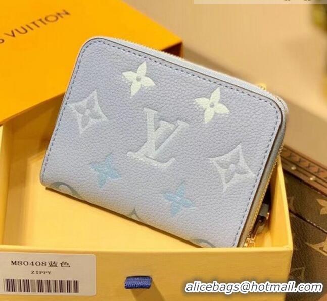 Good Product Louis Vuitton Gradient Monogram Leather Zippy Coin Purse Wallet M80408 Summer Blue 2021