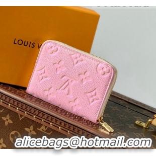 Pretty Style Louis Vuitton Zippy Coin Purse Wallet in Embossed Grained Leather M81467 Light Pink 2022