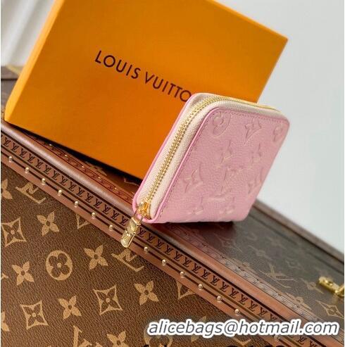 Pretty Style Louis Vuitton Zippy Coin Purse Wallet in Embossed Grained Leather M81467 Light Pink 2022