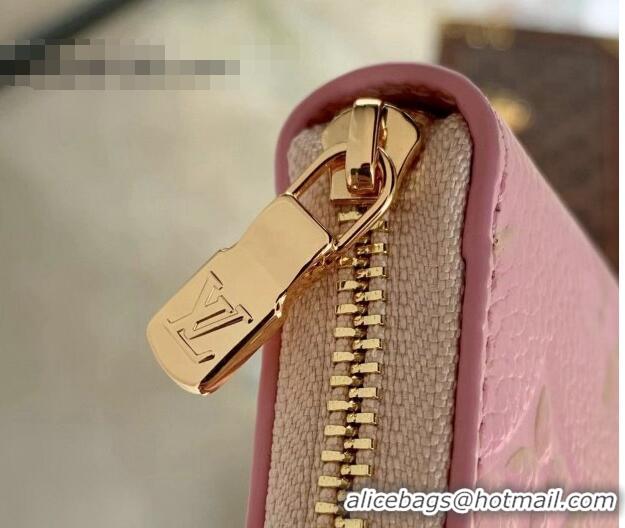 Pretty Style Louis Vuitton Zippy Coin Purse Wallet in Embossed Grained Leather M81467 Light Pink 2022