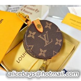 Grade Louis Vuitton Round Case Coin Purse Wallet/Bag Charm M68524 Monogram Canvas/Nude 2022