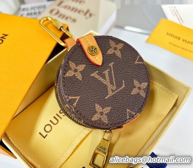 Grade Louis Vuitton Round Case Coin Purse Wallet/Bag Charm M68524 Monogram Canvas/Nude 2022