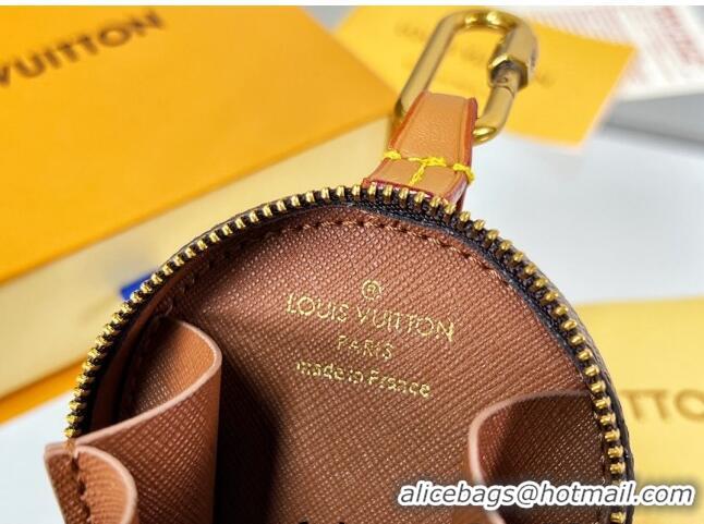 Grade Louis Vuitton Round Case Coin Purse Wallet/Bag Charm M68524 Monogram Canvas/Nude 2022