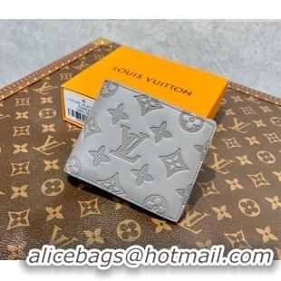 Famous Brand Louis Vuitton Men's Multiple Wallet in Monogram Shadow Leather M81383 Anthracite Grey 2022