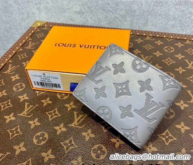 Famous Brand Louis Vuitton Men's Multiple Wallet in Monogram Shadow Leather M81383 Anthracite Grey 2022