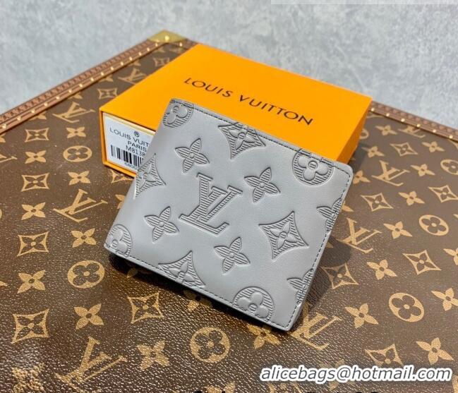 Famous Brand Louis Vuitton Men's Multiple Wallet in Monogram Shadow Leather M81383 Anthracite Grey 2022