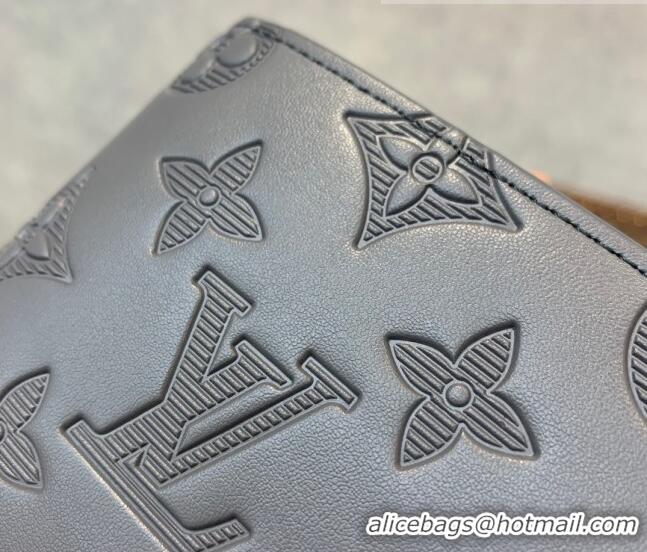 Famous Brand Louis Vuitton Men's Multiple Wallet in Monogram Shadow Leather M81383 Anthracite Grey 2022