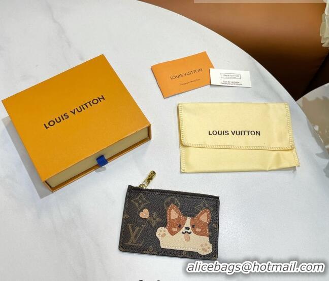 Top Quality Louis Vuitton Monogram Canvas Coin Card Holder Wallet Dog M52677 2022