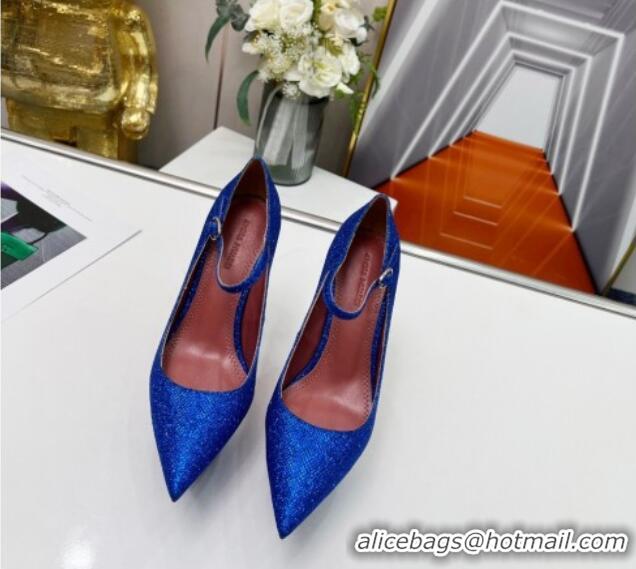 Good Quality Amina Muaddi Sequins High Heel Platform Pumps 15cm Blue 0620134