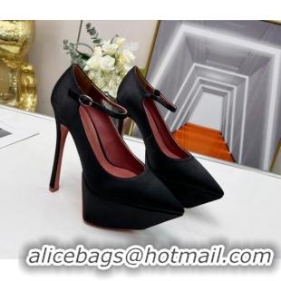 Pretty Style Amina Muaddi Silk High Heel Platform Pumps 15cm Black 0620137