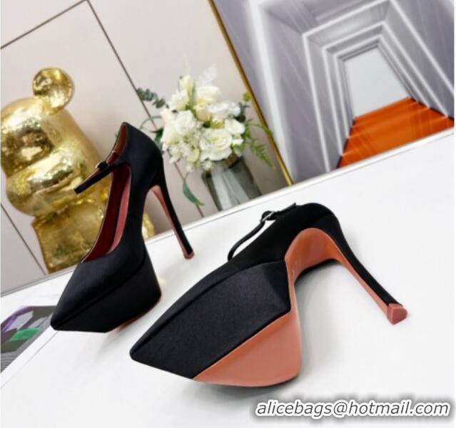 Pretty Style Amina Muaddi Silk High Heel Platform Pumps 15cm Black 0620137