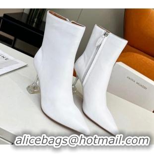 Purchase Amina Muaddi Calf Leather High Heel Ankle Boots 9.5cm White 2082402