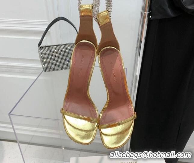 Unique Style Amina Muaddi Giorgia Leather Crystal Strap Sandals 10.5cm Gold 082719