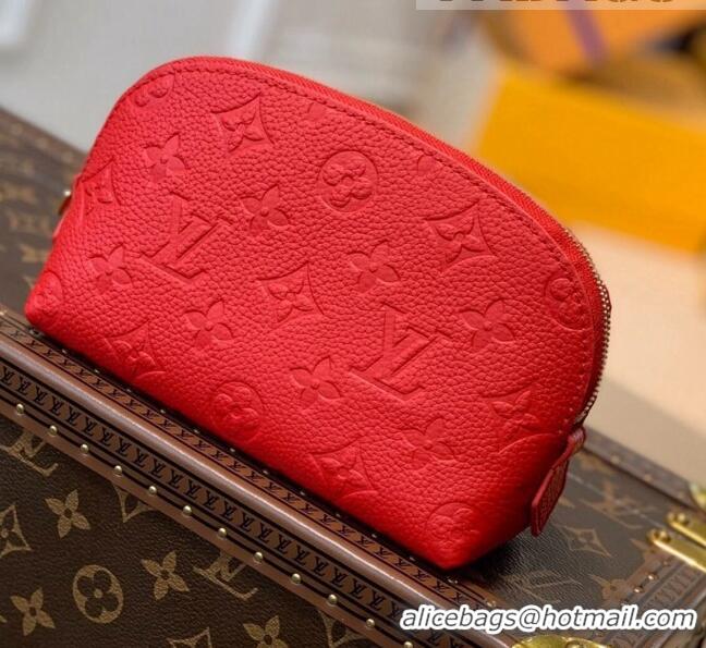 Top Grade Louis Vuitton Cosmetic Pouch PM in Monogram Leather M69414 Scarlet Red 2021