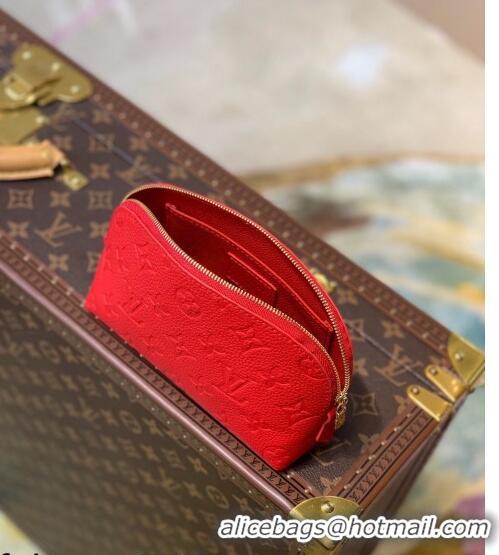 Top Grade Louis Vuitton Cosmetic Pouch PM in Monogram Leather M69414 Scarlet Red 2021