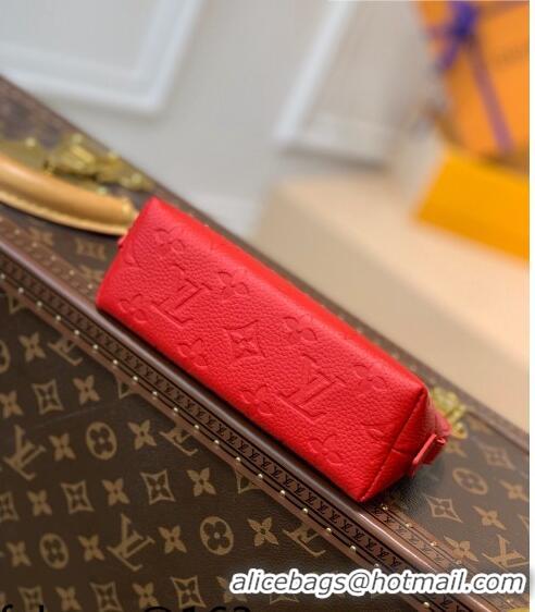 Top Grade Louis Vuitton Cosmetic Pouch PM in Monogram Leather M69414 Scarlet Red 2021