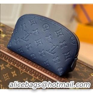 Famous Brand Louis Vuitton Cosmetic Pouch PM in Monogram Leather M69413 Navy Blue/Red 2021