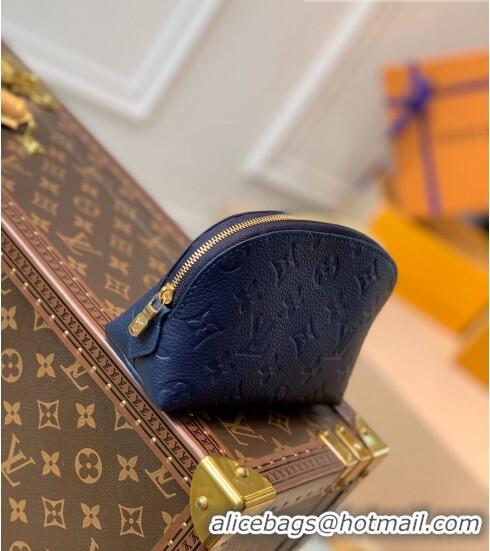 Famous Brand Louis Vuitton Cosmetic Pouch PM in Monogram Leather M69413 Navy Blue/Red 2021