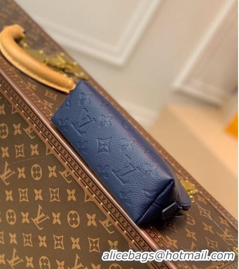 Famous Brand Louis Vuitton Cosmetic Pouch PM in Monogram Leather M69413 Navy Blue/Red 2021