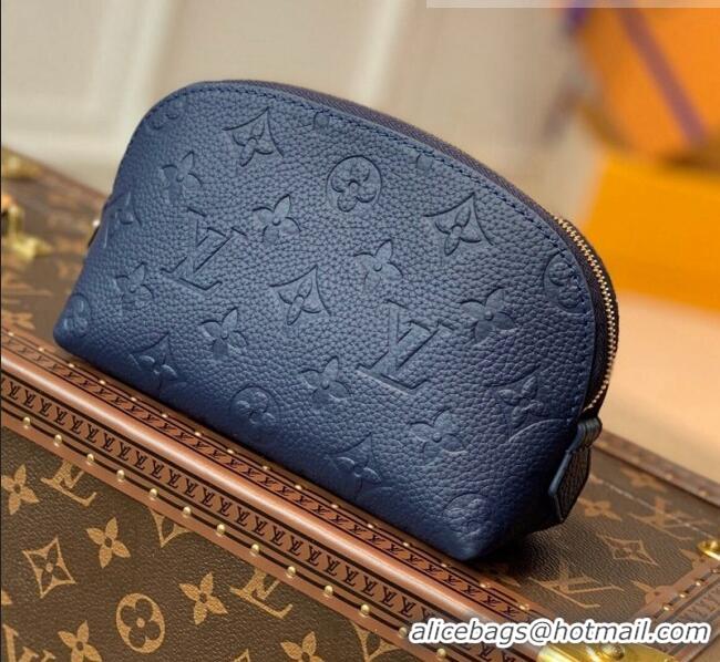 Famous Brand Louis Vuitton Cosmetic Pouch PM in Monogram Leather M69413 Navy Blue/Red 2021