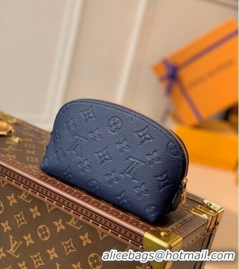 Famous Brand Louis Vuitton Cosmetic Pouch PM in Monogram Leather M69413 Navy Blue/Red 2021