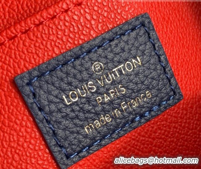 Famous Brand Louis Vuitton Cosmetic Pouch PM in Monogram Leather M69413 Navy Blue/Red 2021