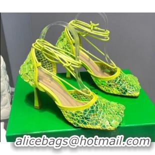 Hot Style Bottega Veneta Sequins Cord Mesh Sandals 9cm Kiwi Green 2062104