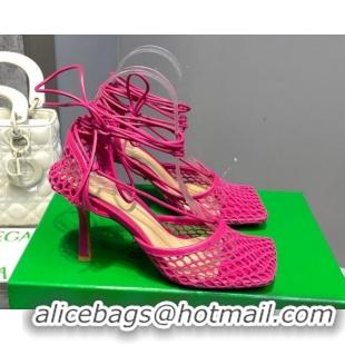 Best Product Bottega Veneta Cord Mesh High Heel Sandals 9cm Fuchsia Pink 062107