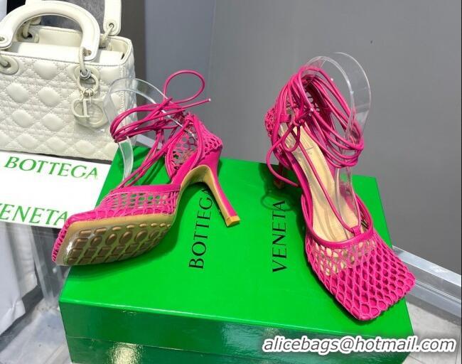 Best Product Bottega Veneta Cord Mesh High Heel Sandals 9cm Fuchsia Pink 062107