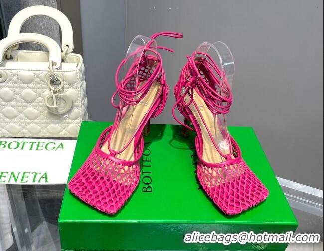 Best Product Bottega Veneta Cord Mesh High Heel Sandals 9cm Fuchsia Pink 062107