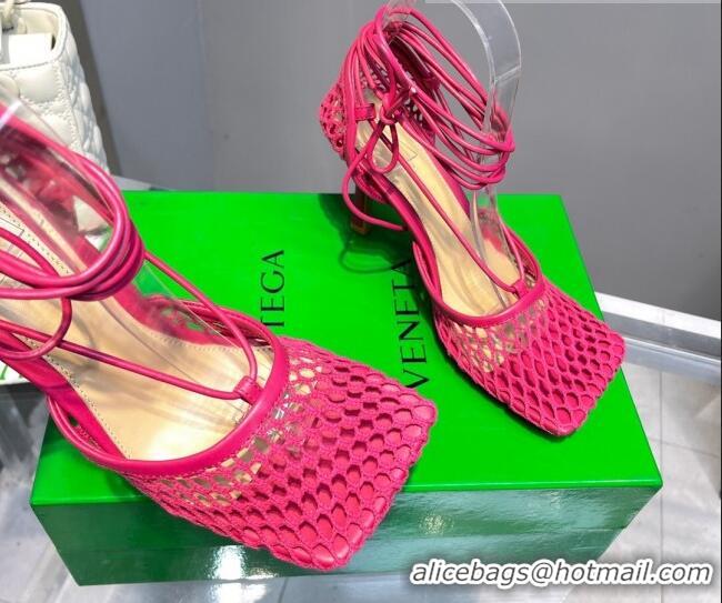 Best Product Bottega Veneta Cord Mesh High Heel Sandals 9cm Fuchsia Pink 062107