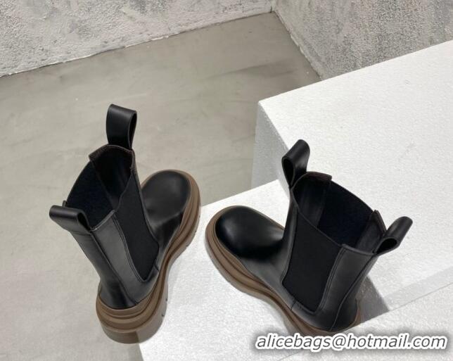 Good Looking Bottega Veneta Tire Calfskin Short Chelsea Boot Black/Brown 072117