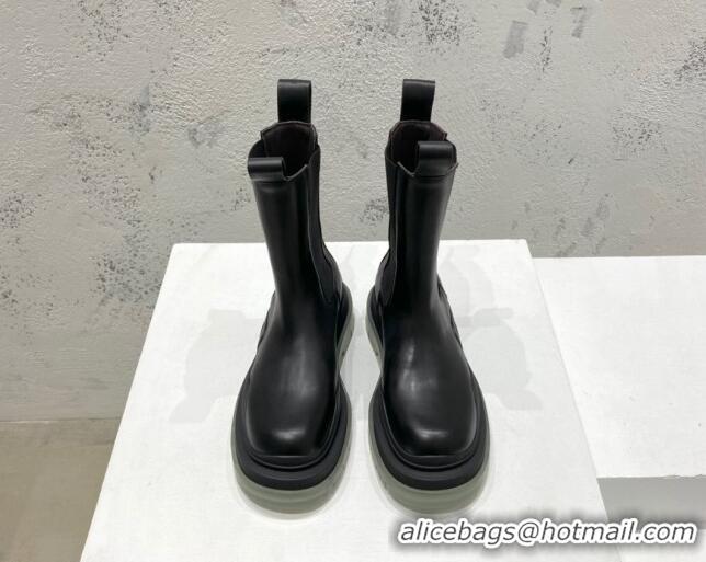 Perfect Bottega Veneta Tire Calfskin Short Chelsea Boot Black/Grey 072126