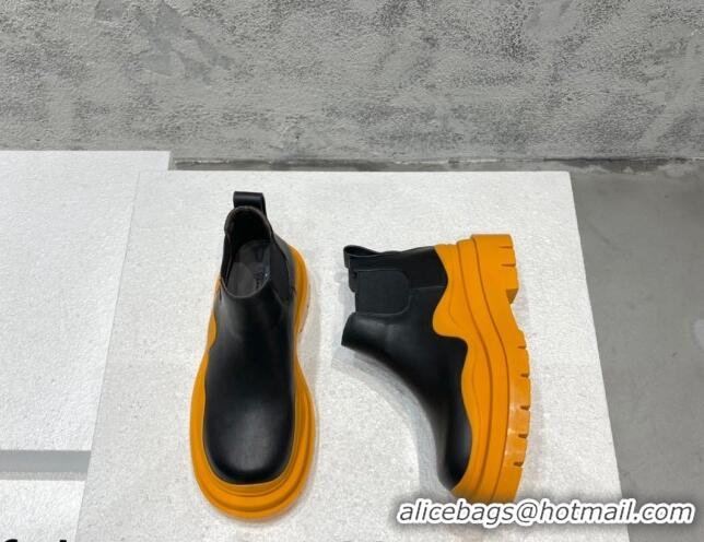 Grade Quality Bottega Veneta Tire Calfskin Ankle Chelsea Boot Black/Yellow 072130