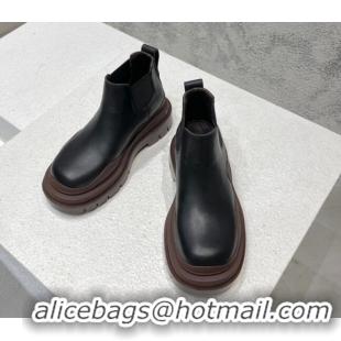 Good Looking Bottega Veneta Tire Calfskin Ankle Chelsea Boot Black/Brown 072131