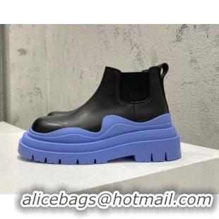 Best Product Bottega Veneta Tire Calfskin Ankle Chelsea Boot Black/Blue 072138