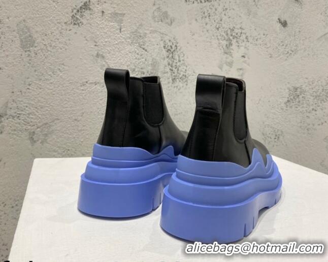 Best Product Bottega Veneta Tire Calfskin Ankle Chelsea Boot Black/Blue 072138