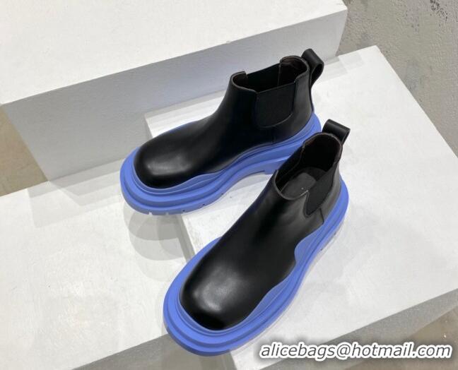 Best Product Bottega Veneta Tire Calfskin Ankle Chelsea Boot Black/Blue 072138