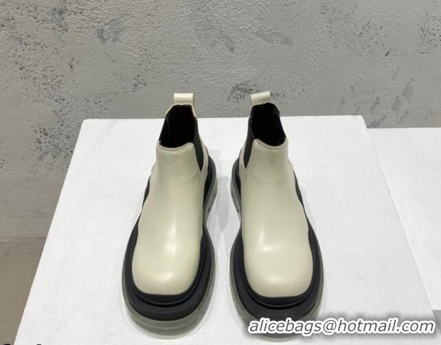 Best Price Bottega Veneta Tire Calfskin Ankle Chelsea Boot White/Black/Grey 072141