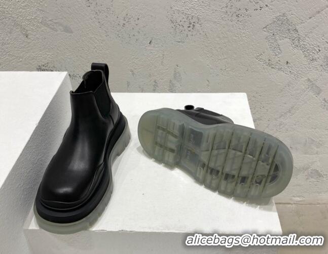 Sumptuous Bottega Veneta Tire Calfskin Ankle Chelsea Boot Black/Grey 072143